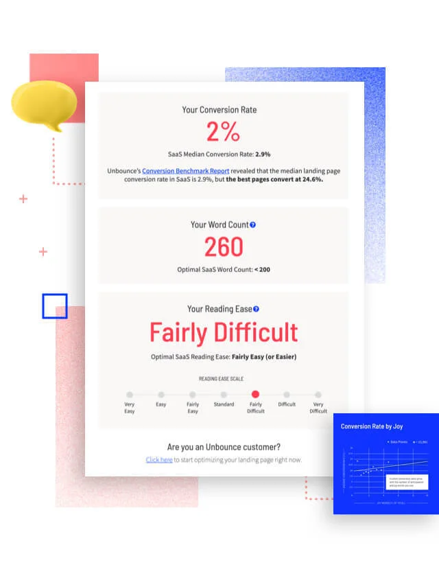 Ecommerce Page Copy Analyzer tool by Unbounce - mobile version